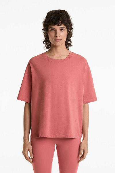 Oysho Boxy short-sleeved cotton blend T-shirt