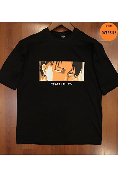 Kalic Studio Attack On Titan Levi Ackerman - Cămașă oversize neagră cu imprim...