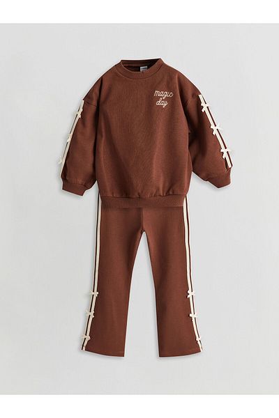 LC Waikiki Φούτερ και κολάν με στάμπα Crew για κορίτσι - Σετ 2 τεμ
