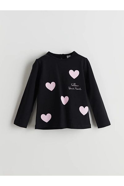 LC Waikiki Tricou pentru fetiță cu imprimeu alb cu gât de bicicletă LCW ECO
