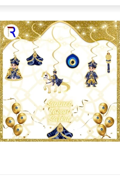 Genel Markalar Renkli Sünnet Temalı Tavan Sarkıt Süsü, Partili Doğum Günü Dek...