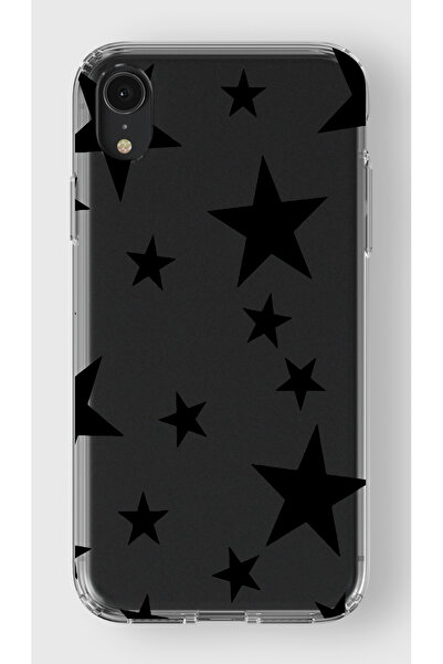moonset Iphone XR Uyumlu Yıldızlar Tasarımlı Baskılı Şeffaf Telefon Kılıfı