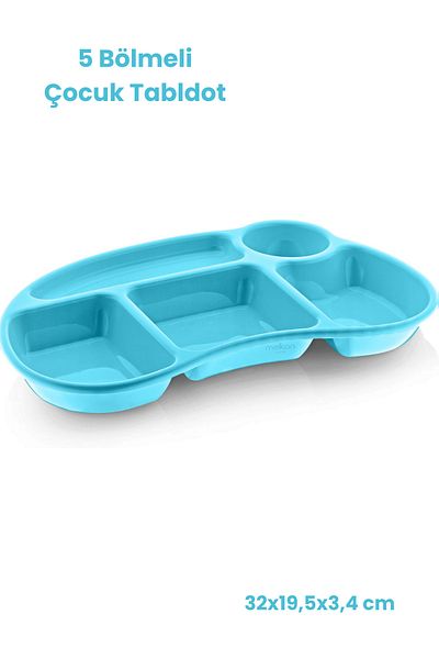 Melkan Home Children's Dinner Table D'Hôte with Turquoise Compartments - Breakfast and Dinner Plate, for Kindergarten and Nursery