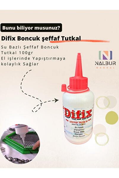 Nalbur Bakkal Difix Şeffaf Boncuk Tutkalı Su bazlı 100 GR