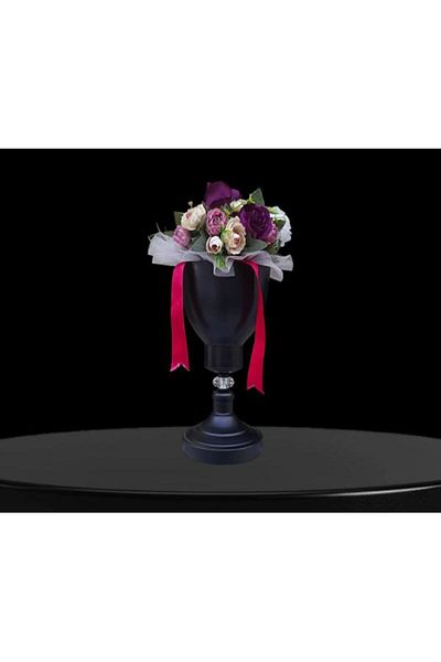 DEDE Dry Flower Vase Black Painted Plastic Stone
