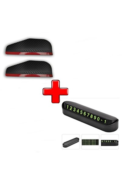 Aksefuar Lazer حاجب مرآة كربوني + رقم وقوف السيارات متوافق مع Citroen C3 Picasso