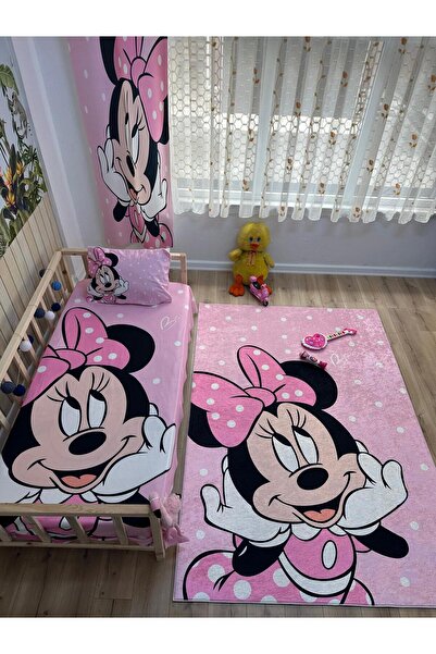 EVSEHOMES Mini Çocuk Odası Takım (fon Perde- Yatak Örtüsü Ve Yastık - Halı 16...