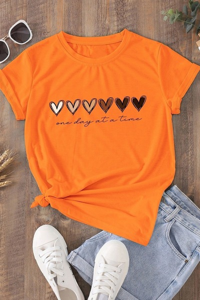 WOODROFFE Tricou de damă cu imprimeu Hearts - Design casual supradimensionat