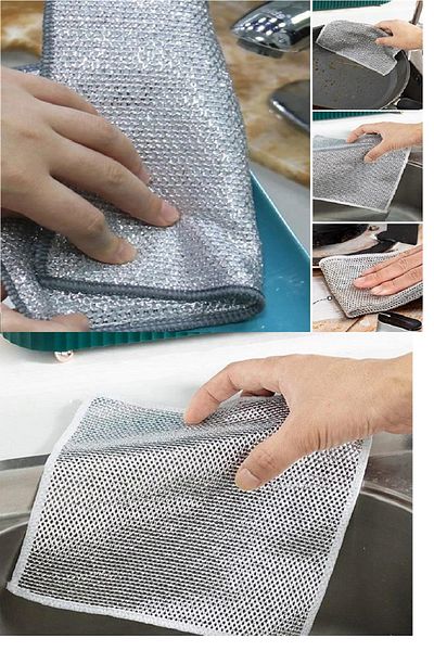 doremodam 3Pcs Multifunctional Non-Scratching Wire Dishcloth Dish Towel Dish Cleaning Scrubbing Cloth