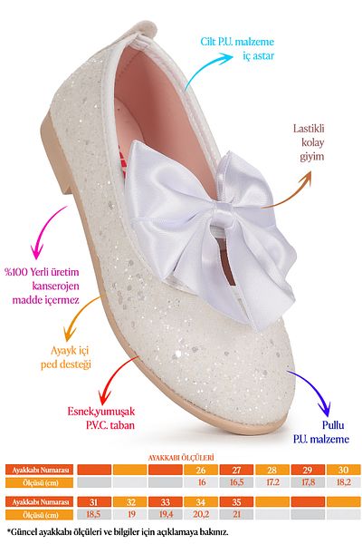 KARAMAZI Pantofi de balerină pentru fete Karamazı Kids Tari Bow elastic