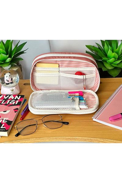 BABUN Bergama Pink Color Large Wide Premium Κορίτσι Αγόρι Παιδική Εφηβική Μολυβοθήκη Θήκη για στυλό Τσάντα μακιγιάζ