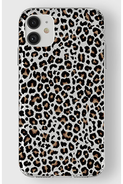 moonset Iphone 11 Uyumlu Leopar Tasarımlı Baskılı Şeffaf Telefon Kılıfı