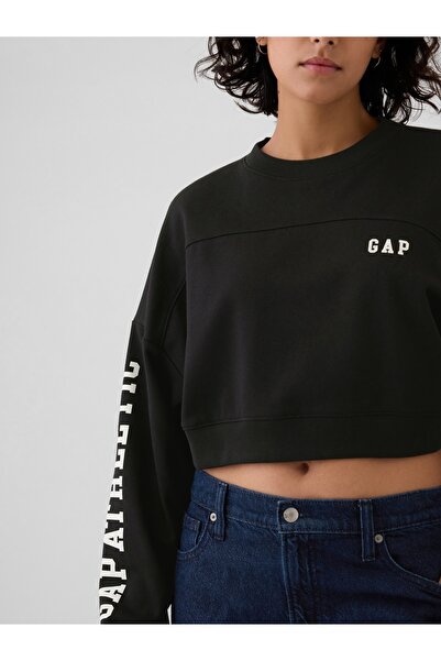 GAP Kadın Siyah Gap Logo Vintage Soft Crop Sweatshirt