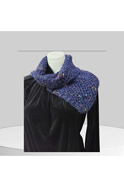 Handmade Elegance No22Handmade Kadın Örgü Boyunluk Atkı - Mavi-Sıcak Tutan, Ş...