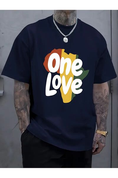 WOODROFFE Ανδρικό μπλουζάκι One Love με στάμπα Loose Oversize