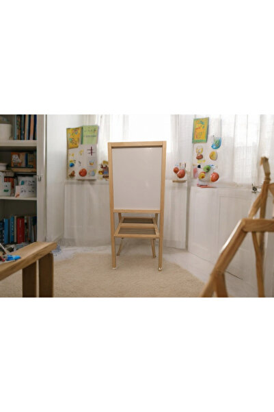 Store Çift Taraflı Ayaklı Yazı Tahtası Silgi ,tahta Kalemi Ve 15i Beyaz 15i Renkli 30 Tebeşir Hediyesidir