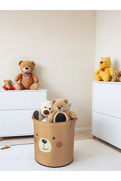 PRENDİ HOME Органайзер за бебешка и детска стая Bear Design Netless - кутия за съхранение 37x40, кошница за мръсни играчки