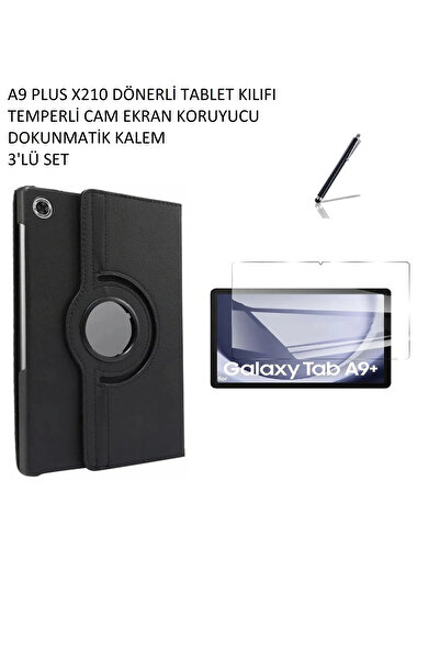E TicaShop Galaxy Tab A9 Plus X210 Set Kılıf Temperli Cam Ekran Koruyucu Kalem