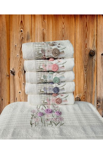 Fiesta Elegance Series Bamboo Cream Hand Work 6 Pcs 50X90 cm