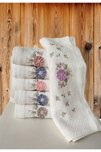 Fiesta Elegance Series Bamboo Cream Hand Work 6 Pcs 50X90 cm