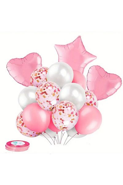 CANSIN Pink Balloon Heart Star Foil