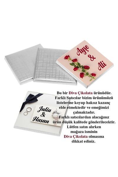 Diva Çikolata Söz Nişan Nikah Çikolatası 200 Adet Madlen Çikolata Gümüş