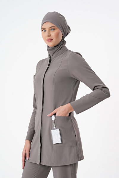 almesta Zayah Hemşire Doktor Tesettür Cerrahi Üst Forma Uzun Kol Scrubs