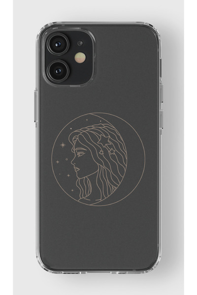 moonset Iphone 12 Mini Uyumlu Sanat Tasarımlı Baskılı Şeffaf Telefon Kılıfı