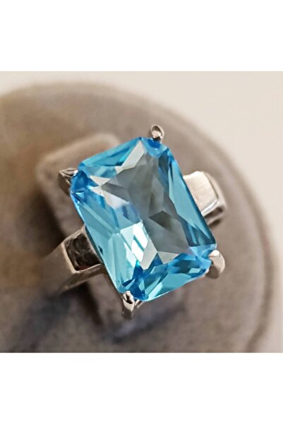 lilahgümüştr Gümüş Baget Aqua Taşlı Kadın Yüzük
