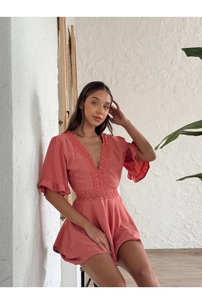 Lady Pixie Lace Embroidered Shorts Jumpsuit