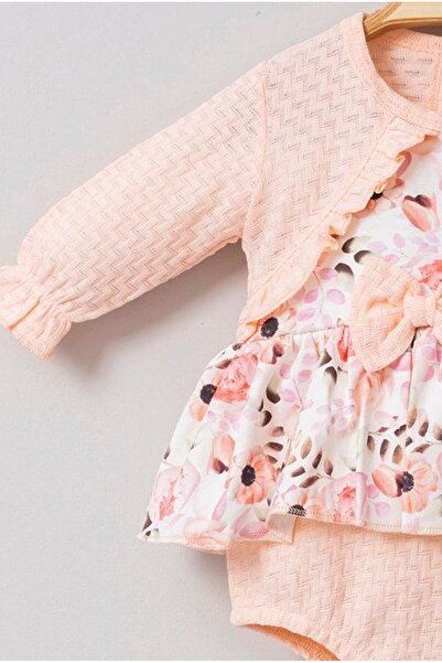 Bebeloji Baby Çiçek Kız Bebek Romper Elbise Bandana 2'li set bebek elbise