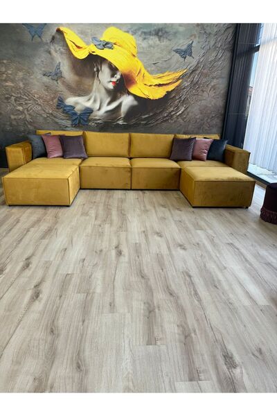 Erduran Mobilya Angelo 4 Modül + 2 Puf Köşe Koltuk Takımı (6 Modül) Babyface ...