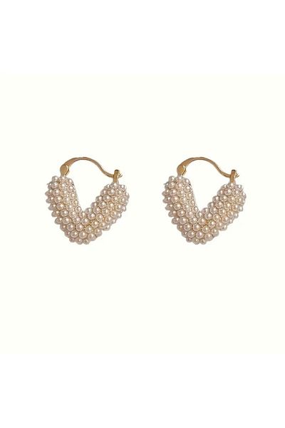Accessories أقراط نسائية كاجوال من اللؤلؤ على شكل قلب من Vanilla Avenue Love