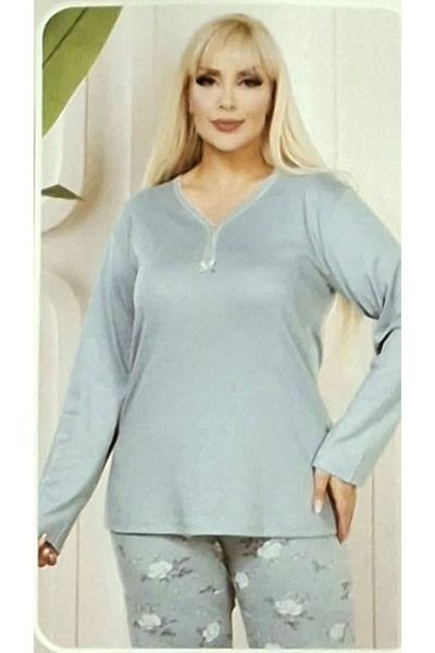Miss Melina Plus Size Cotton Long Sleeve Women's Pajamas Set Seasonal