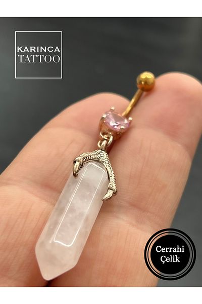 Karınca Piercing Dragon Dragon Dangle Belly Piercing Amethyst Pink Quartz Turquoise Natural Stone Belly Piercing