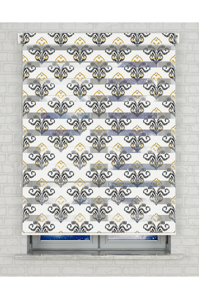 Bright Cover Suluboya Damask Baskılı Zebra Perde - Gece Gündüz - Mutfak Perde...