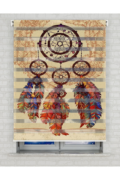 Bright Cover Makrome Baskılı Zebra Perde - Gece Gündüz - Mutfak Perdesi, Salo...