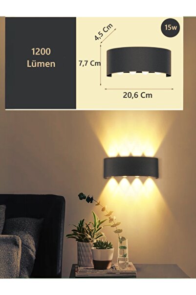 Ucuz Geldi 15w Dekoratif Çift Yönlü Aydınlatma 8'li Led Aplik Duvar Lambası Cata Kapri Amber Renk Duvar Apliği