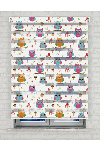 AD Home Κουρτίνα με σχέδιο ζέβρας με στάμπα κουκουβάγιες - Κατάλληλη για χρήσ...