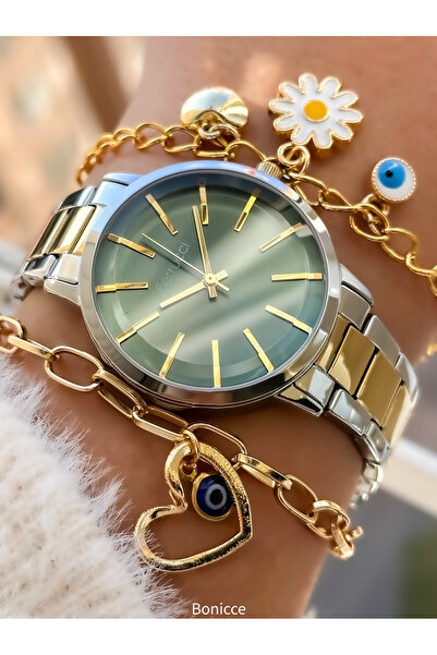 Ferrucci Çelik Kordon, Su Geçirmez, Sarı/gümüş Renk, Kadın Kol Saati Nazar Bo...