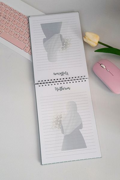 Burak Baskı Tasarım A-5 Wire Spiral Lined Lilac Hijab Girl Notepad - για Memopad, σημειωματάριο και Ραμαζάνι