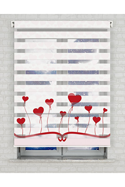 Bright Cover Kırmızı Kalpler Baskılı Zebra Perde - Gece Gündüz - Bebek Odası ...