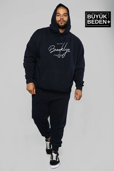 Superlife Ανδρικό χειρόγραφο Brooklyn Printed Superlife Λεπτό μπλουζάκι με κουκούλα Spr25bsw58