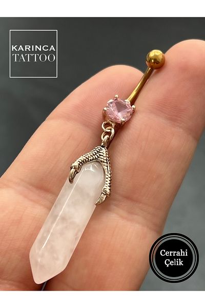 Karınca Piercing Dragon Dragon Dangle Belly Piercing Amethyst Pink Quartz Turquoise Natural Stone Belly Piercing
