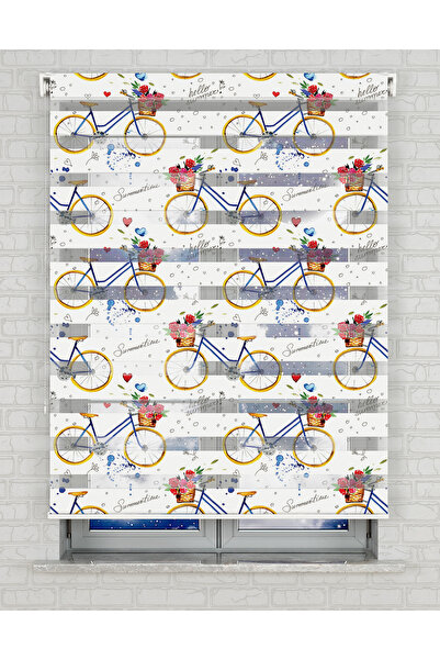 Bright Cover Κουρτίνα ζέβρα με σχέδιο ποδηλάτου - Κατάλληλη για χρήση μέρα κα...