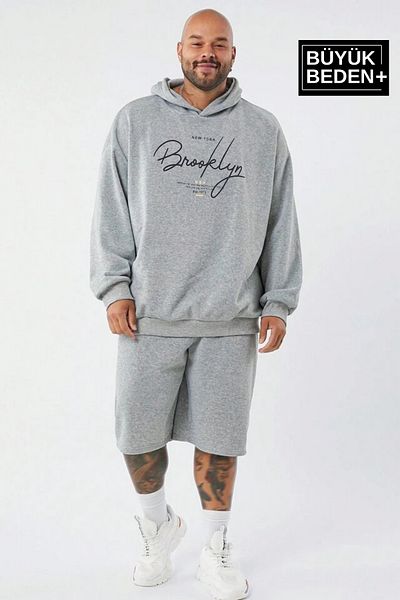 Superlife Ανδρικό χειρόγραφο Brooklyn Printed Superlife Λεπτό μπλουζάκι με κουκούλα Spr25bsw58