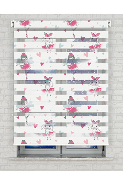 AD Home Balerin Desen Baskılı Zebra Perde - Gece Gündüz - Kız Çocuk Odası Per...