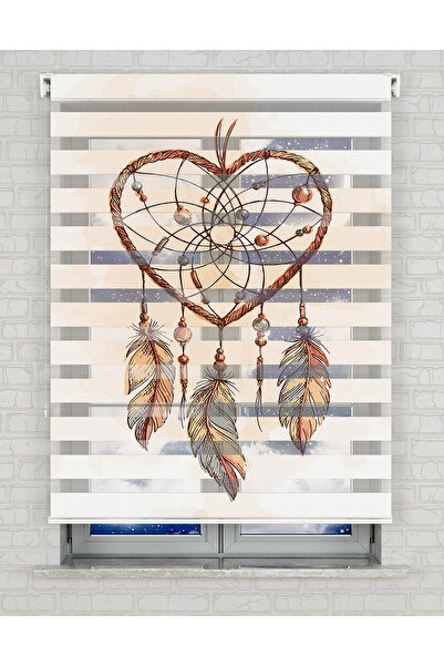 AD Home Kolye Ve Yaprak Baskılı Zebra Perde - Gece Gündüz Kullanıma Uygundur ...