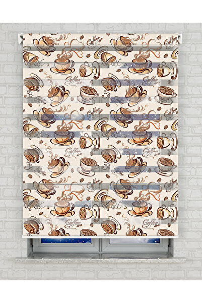 Bright Cover Fincan Coffee Baskılı Zebra Perde - Gece Gündüz Kullanıma Uygund...