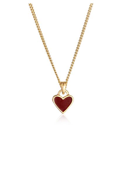 ELLI Necklace Ladies Heart Pendant Love With Enamel Red In 925 Sterling Silver Gold Plated